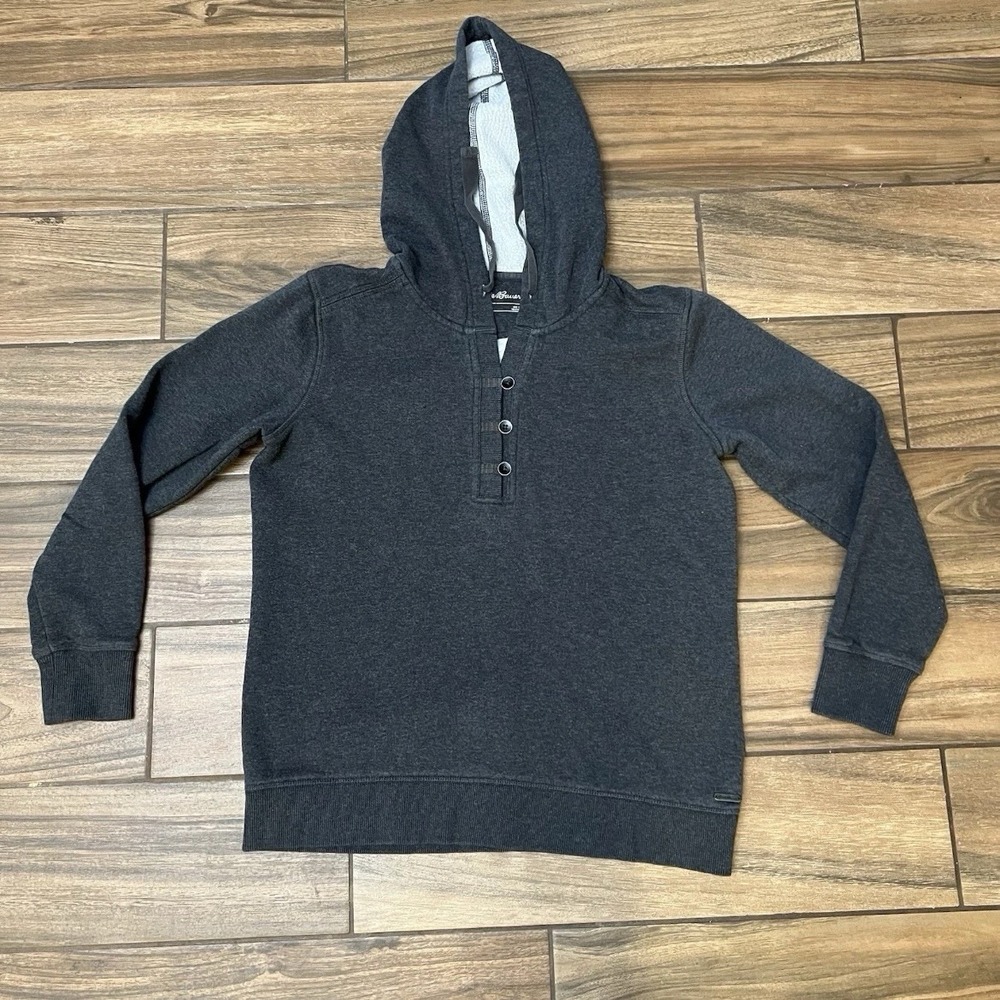 Eddie Bauer Pullover Hoodie Charcoal Gray Women's Small Fleece Casual
